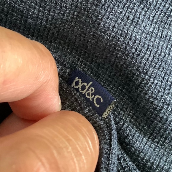 Mens XL - New PD&C Long Sleeve Henley Button Shirt Navy Blue Cotton Polyester - Picture 8 of 10